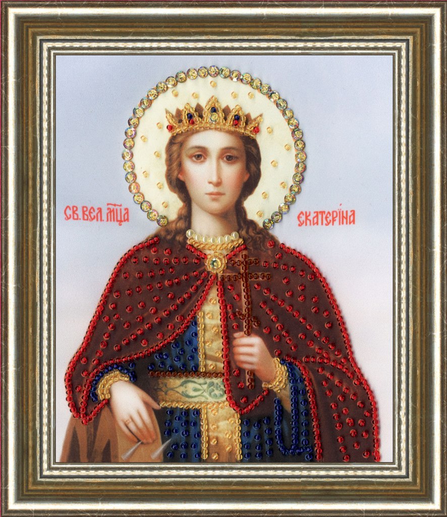 Вышивка Икона Святой Великомученицы Екатерины 8.5x11 см.